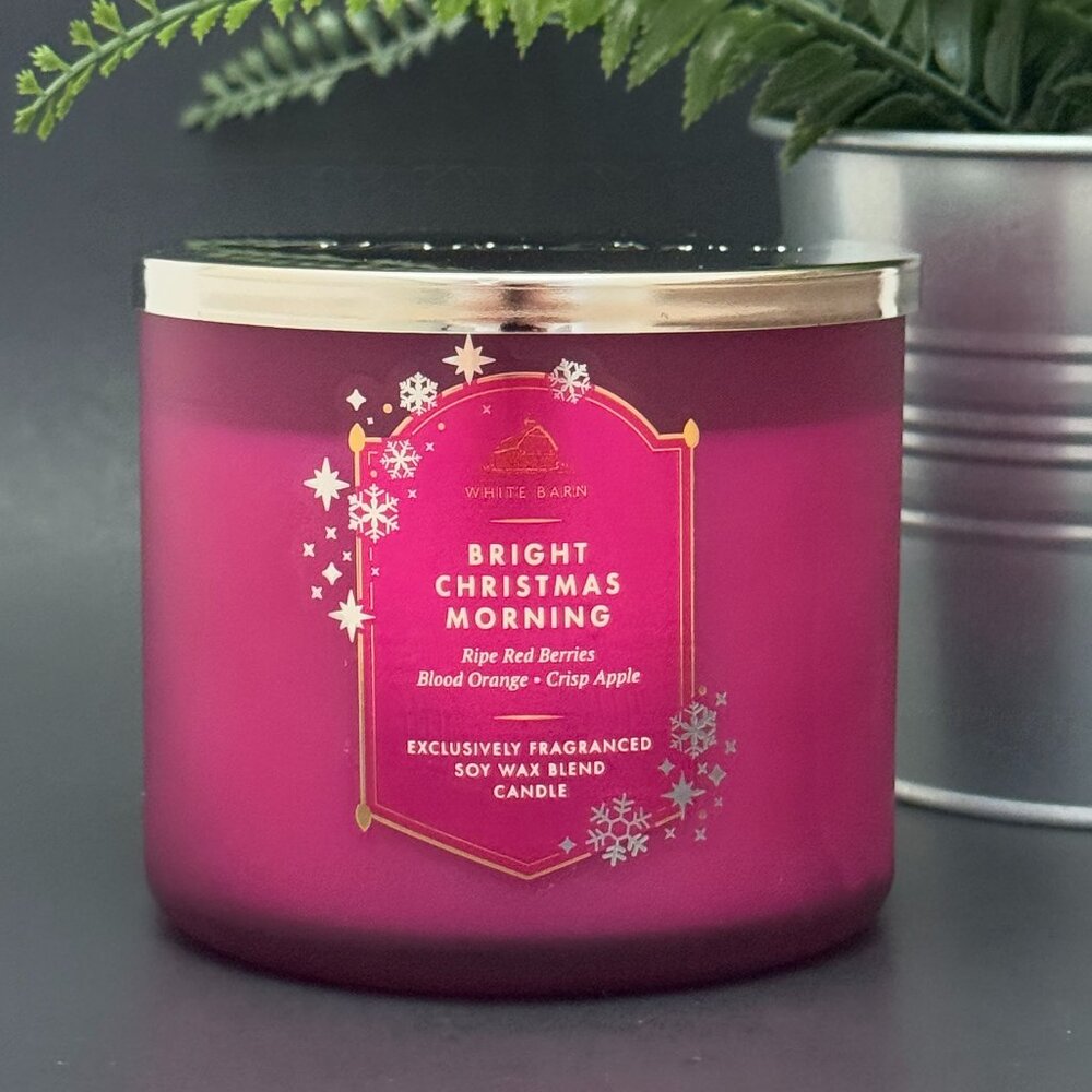 BBW Bright Christmas Morning White Barn Bath & Body Works 3 Wick Candle